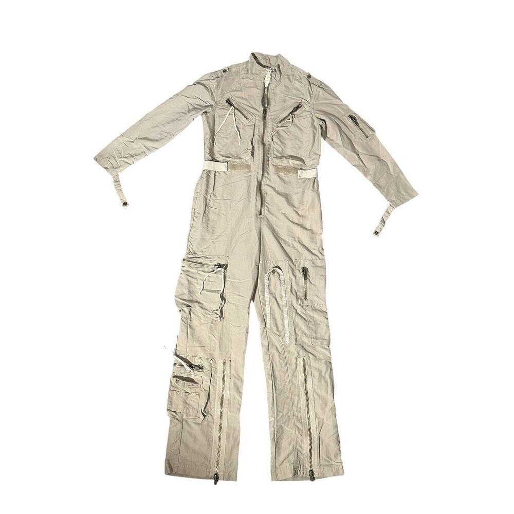 Y2K Da-Nang Surplus Tan Beige Utility Cargo Jumpsuit Flight S Ghostbusters Army